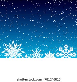 Vector. Trendy banner with decorative stylish snowflake and snow background for decoration, design, business, text. Template for textile, wrappers, package 