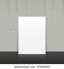 Vector trendy blank poster on the concrete wall realistic mockup (mock up). High quality design element.