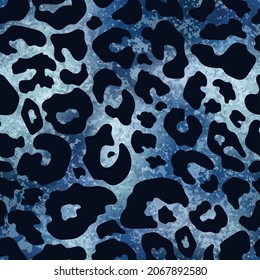 Vector de diseño de punto de leopardo azul abstracto patrón sin fisuras. Textura de la hoja metálica de color azul de piel de chita de animales salvajes para diseño de impresión de moda, cubierta, envoltura, papel digital, papel de pared, fondo.