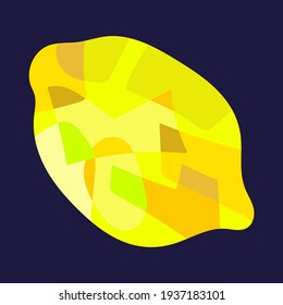 vector trendy bright abstract lemon illustration isolated on dark blue background. can be used as an advertisement for fruits, fruit juices, for various types of printing, design elements, flyers