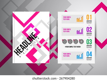 Vector trendy brochur template. Colorful design illustration for print magazine, flyer, presentation. with infographic and headline.