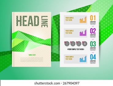 Vector trendy brochur template. Colorful design illustration for print magazine, flyer, presentation. with infographic and headline.