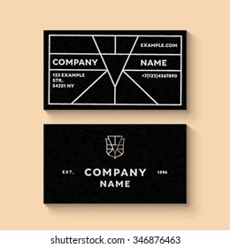 Vector trendy business card template with monogram logo of letter V. High quality design element.