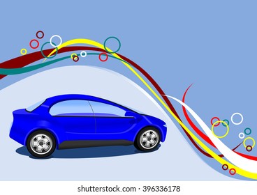Vector of Trendy Car Illustration with Decorative Background