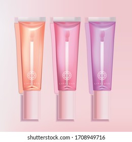 Vector Trendy Clear Lip Gloss Tube Packaging with Applicator
