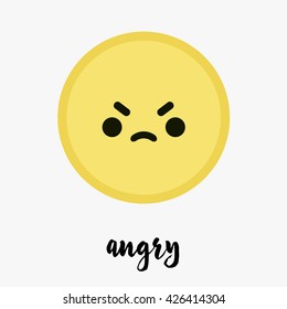 Vector Trendy Cute Angry Emoticon