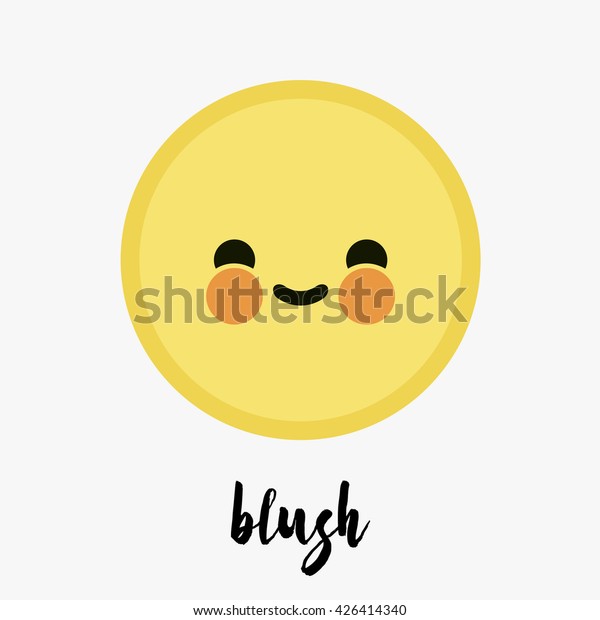 Vector Trendy Cute Blush Emoticon Stock Vector (Royalty Free) 426414340