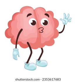 vector trendy cute brain in different poses flat illustration set