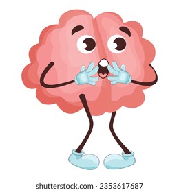 vector trendy cute brain in different poses flat illustration set