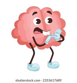 vector trendy cute brain in different poses flat illustration set