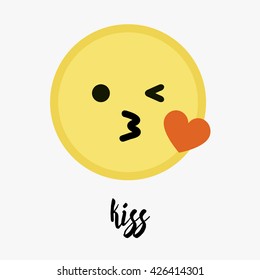 Vector Trendy Cute Kiss Emoticon