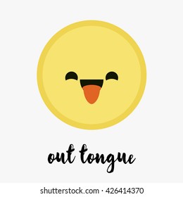 Vector Trendy Cute Out Tongue Emoticon