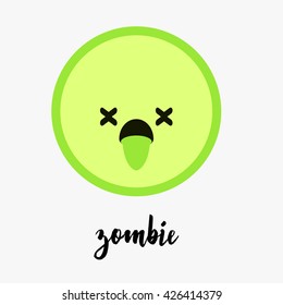Vector Trendy Cute Zombie Emoticon