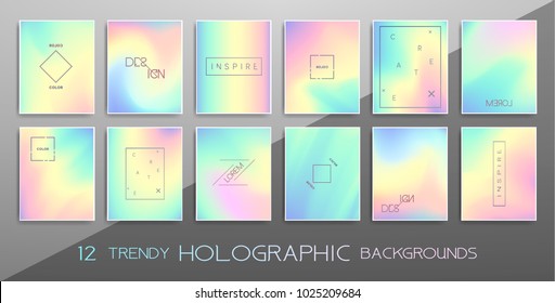 	
Vector trendy design with holographic colors, modern design collection. Colorful shapes, vibrant texture, hologram gradients, abstract motion for banners, covers, posters, patterns, templates,...