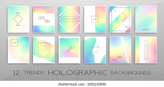 	
Vector trendy design with holographic colors, modern design collection. Colorful shapes, vibrant texture, hologram gradients, abstract motion for banners, covers, posters, patterns, templates,...