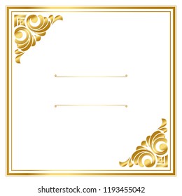 Vector trendy design template for wedding or birthday invitation, brochure, poster or business card. Geometric  gold pattern.Vintage retro golden frame in Art Deco style.
