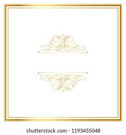 Vector trendy design template for wedding or birthday invitation, brochure, poster or business card. Geometric  gold pattern.Vintage retro golden frame in Art Deco style.