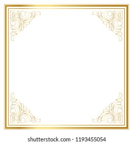 Vector trendy design template for wedding or birthday invitation, brochure, poster or business card. Geometric  gold pattern.Vintage retro golden frame in Art Deco style.