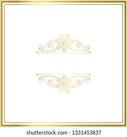 Vector trendy design template for wedding or birthday invitation, brochure, poster or business card. Geometric  gold pattern.Vintage retro golden frame in Art Deco style.