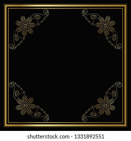 Vector trendy design template for wedding or birthday invitation, brochure, poster or business card. Geometric  gold pattern.Vintage retro golden frame in Art Deco style.