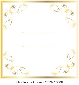 Vector trendy design template for wedding or birthday invitation, brochure, poster or business card. Geometric  gold pattern.Vintage retro golden frame in Art Deco style.
