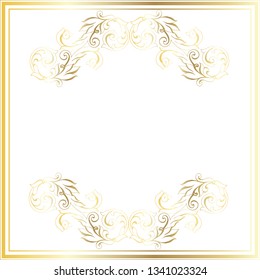 Vector trendy design template for wedding or birthday invitation, brochure, poster or business card. Geometric  gold pattern.Vintage retro golden frame in Art Deco style.