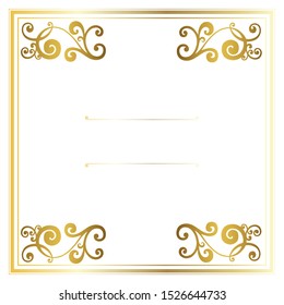 Vector trendy design template for wedding or birthday invitation, brochure, poster or business card. Geometric  gold pattern.Vintage retro golden frame in Art Deco style.