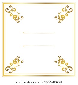 Vector trendy design template for wedding or birthday invitation, brochure, poster or business card. Geometric  gold pattern.Vintage retro golden frame in Art Deco style.