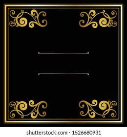 Vector trendy design template for wedding or birthday invitation, brochure, poster or business card. Geometric  gold pattern.Vintage retro golden frame in Art Deco style.