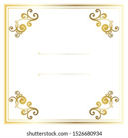 Vector trendy design template for wedding or birthday invitation, brochure, poster or business card. Geometric  gold pattern.Vintage retro golden frame in Art Deco style.
