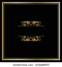 Vector trendy design template for wedding or birthday invitation, brochure, poster or business card. Geometric  gold pattern.Vintage retro golden frame in Art Deco style.