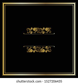 Vector trendy design template for wedding or birthday invitation, brochure, poster or business card. Geometric  gold pattern.Vintage retro golden frame in Art Deco style.