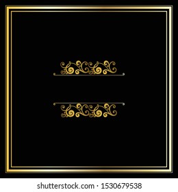 Vector trendy design template for wedding or birthday invitation, brochure, poster or business card. Geometric  gold pattern.Vintage retro golden frame in Art Deco style.
