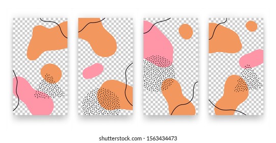Vector trendy editable set of templates for social media networks stories. Modern design backgrounds with geometric elements for flyers, cards, posters