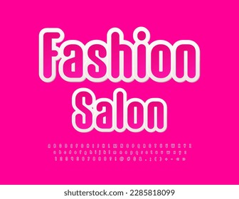 Vector trendy emblem Fashion Salon. Pink cute Font. Stylish set of Alphabet Letters, Numbers and Symbols