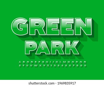 El moderno Parque Verde Emblem. Fuentes 3D modernas. Letras y números de alfabeto creativos