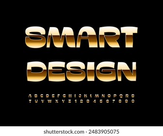 Vector trendy Emblem Smart Design. Trendy Gold Font. Modern Luxury Alphabet Letters and Numbers set.