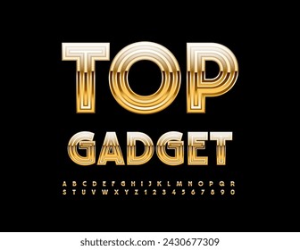 Vector de moda Emblema Top Gadget. Fuente de oro moderno. Conjunto exclusivo de letras y números alfabéticos. 