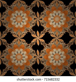 Vector Trendy fabric pattern. Cute flowers. Line seamless pattern.