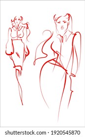 moda vectorial moda digital creativa conjunto con boceto de empresaria en el trabajo en blusa blanca