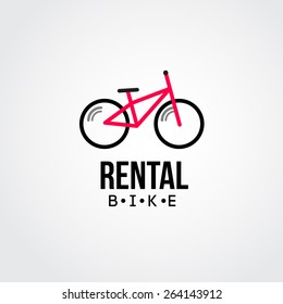 Vector Trendy Flat Bike Logo. For Bike Shop Or Rental Business. 
