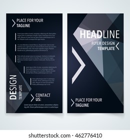 vector trendy flyer poster or leaflet design pattern with blue polygon texture on darkness background conceptual background scene digital performance trendy empty marketing blue fancy imprint creative