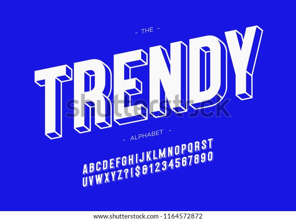 Vektor Trendige Schriftart 3d Fett Typografie Stock Vektorgrafik Lizenzfrei