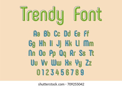 Vector Trendy Font and Alphabet, abstract and decorative font and alphabet