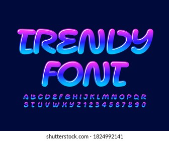 Vector Trendy Font. Alfabeto creativo y brillante. Color del degradado Letras y números establecidos