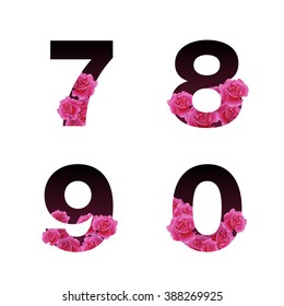 Vector trendy font with flowers growing through the letters. Latin alphabet in uppercase. 