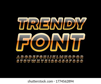 Fonte na moda do vetor. Letras e Números Alfabetos Luxo Brilhante