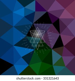 Vector trendy geometric icon. Sacred geometry. Signs of alchemy, esoteric. Hipster symbols and elements. Polygonal Mosaic. Triangular low poly style. Template for poster.