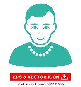 Vector Trendy Guy EPS vector pictograph. Illustration style is flat iconic cyan symbol on a transparent background.