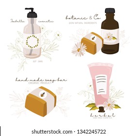 Vector trendy hand drawn beauty, organic cosmetics, florist, photography, wedding logos, badges, emblems, logotypes. Big collection of elegant plant, floral logos. Vector illustration